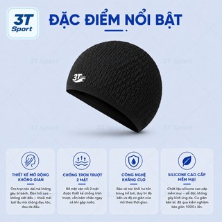 Nón bơi silicon cao cấp 3D 3T Wave chống nước chống trượt mềm mại co giãn thoải mái NB3T03