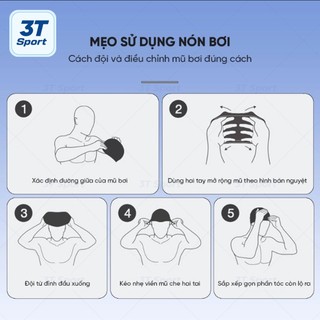 Nón bơi silicon cao cấp 3D 3T Wave chống nước chống trượt mềm mại co giãn thoải mái NB3T03