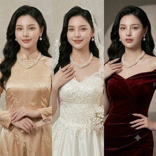 [ DAISYN ] N405 vòng cổ hạt Trai, dây chuyền hạt ngọc nhân tạo đá dây chuyền choker 4 dây đan xoắn hạt nhiều kích cỡ