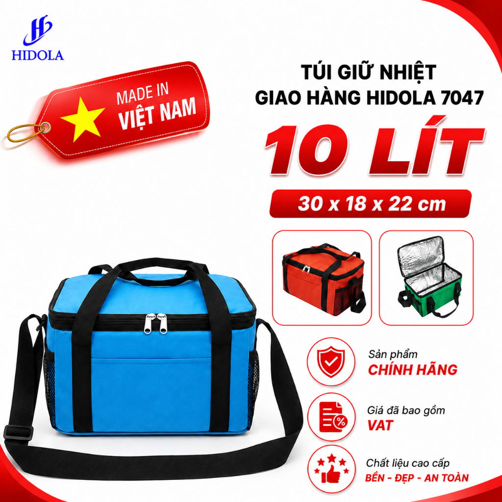 TÚI GIỮ NHIỆT GIAO HÀNG HIDOLA  7047, 10 lít