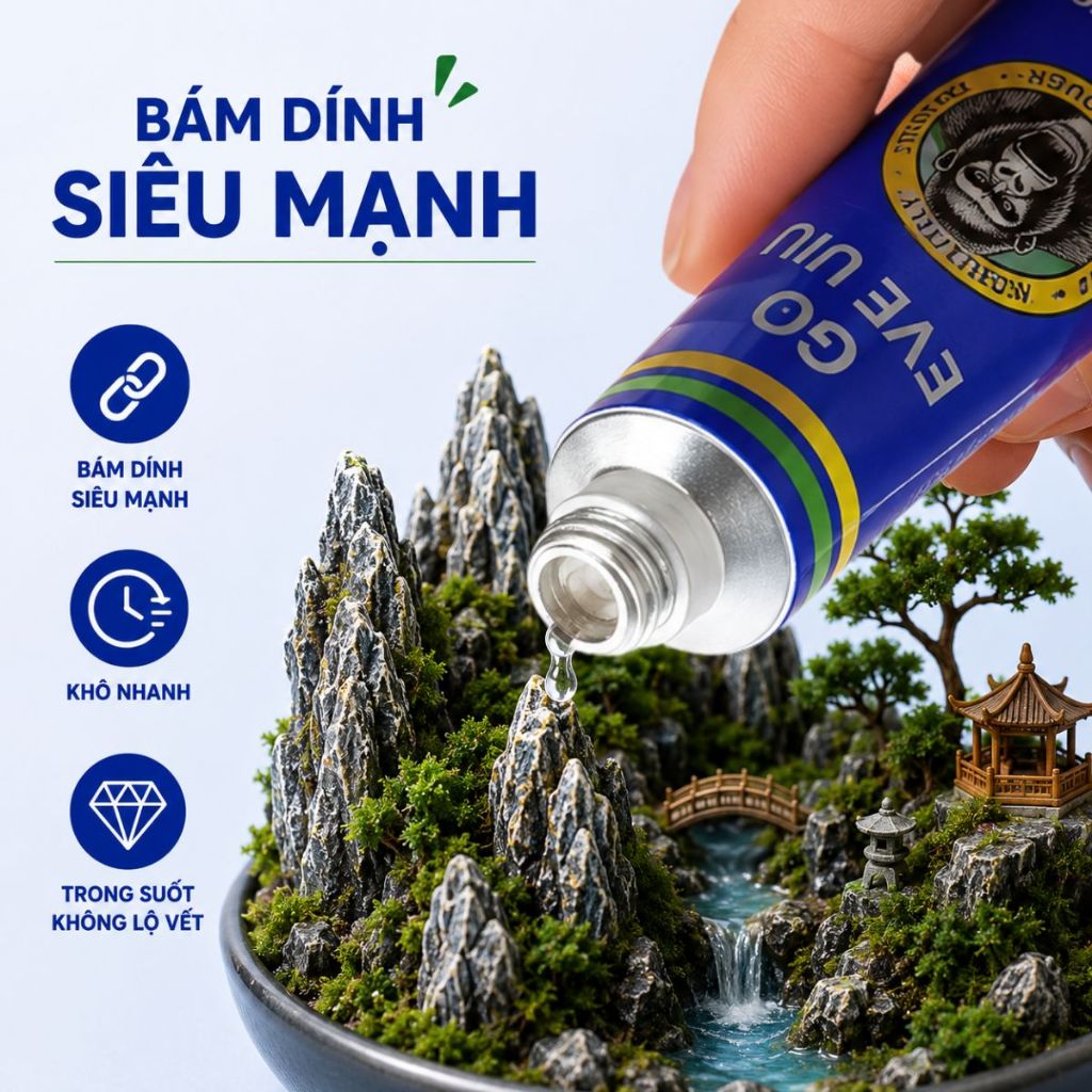 Keo dán nhựa siêu dính đa năng Gunasen Go Eve dán gốm sứ kim loại gỗ nhựa vải 20g