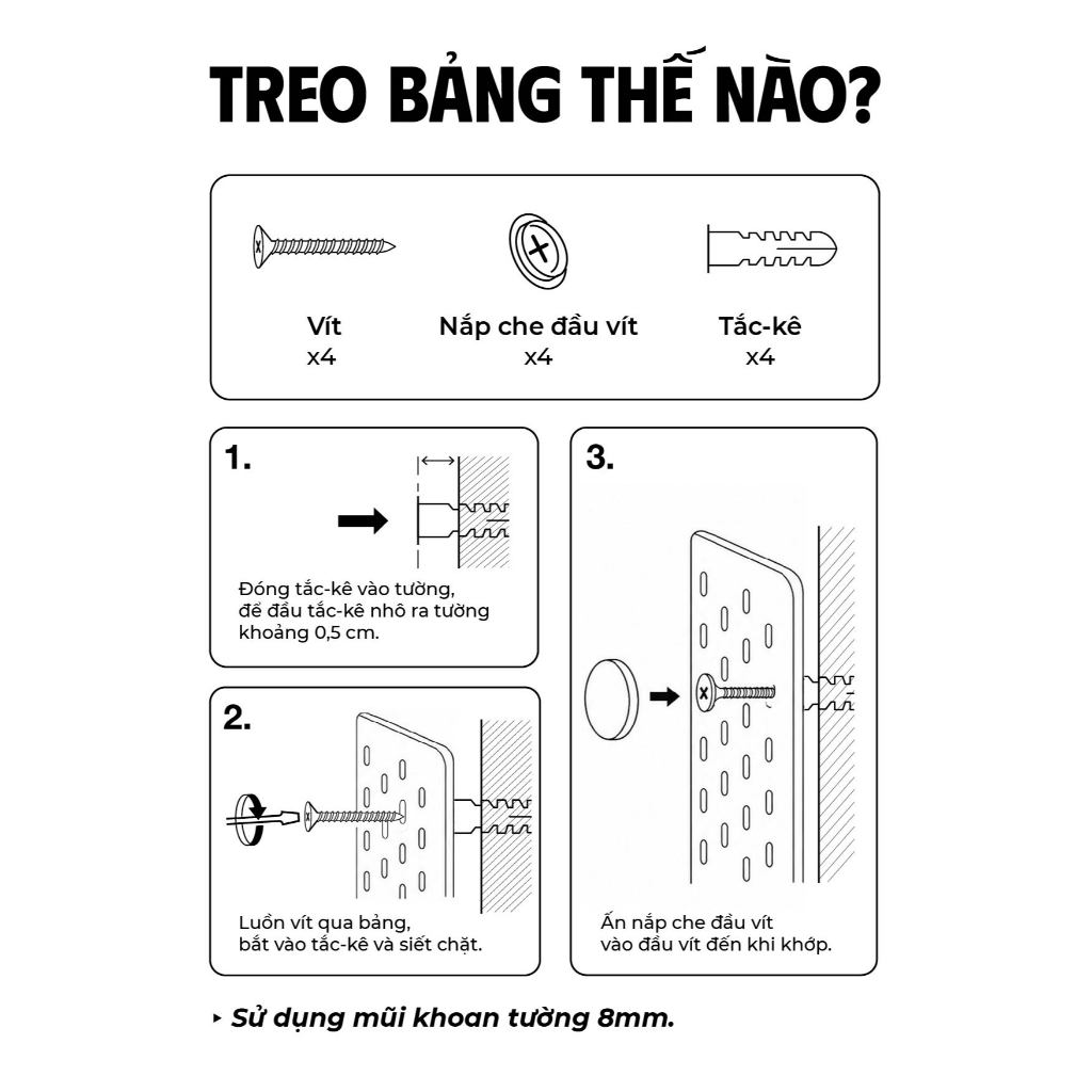[Tặng phụ kiện] BẢNG PEGBOARD GỖ TREO TƯỜNG MÀU NÂU VÀNG | Bảng Lỗ Decor Tiện Dụng, Tối Ưu Không Gian