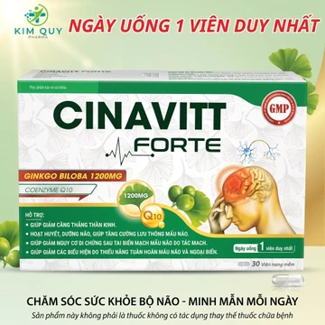 Viên Uống Bổ Não Hoạt Huyết CINAVITT FORTE - Hỗ Trợ Giảm Đau Đầu, Mất Ngủ, Rối Loạn Tiền Đình