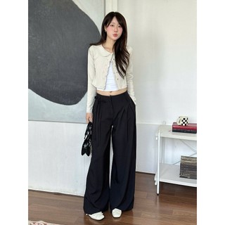 NAVIE - Quần tây ống suông LUXE cạp cao phối dây thời trang nữ