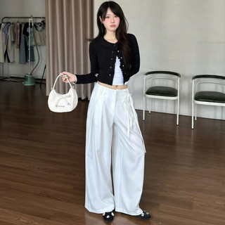 NAVIE - Quần tây ống suông LUXE cạp cao phối dây thời trang nữ