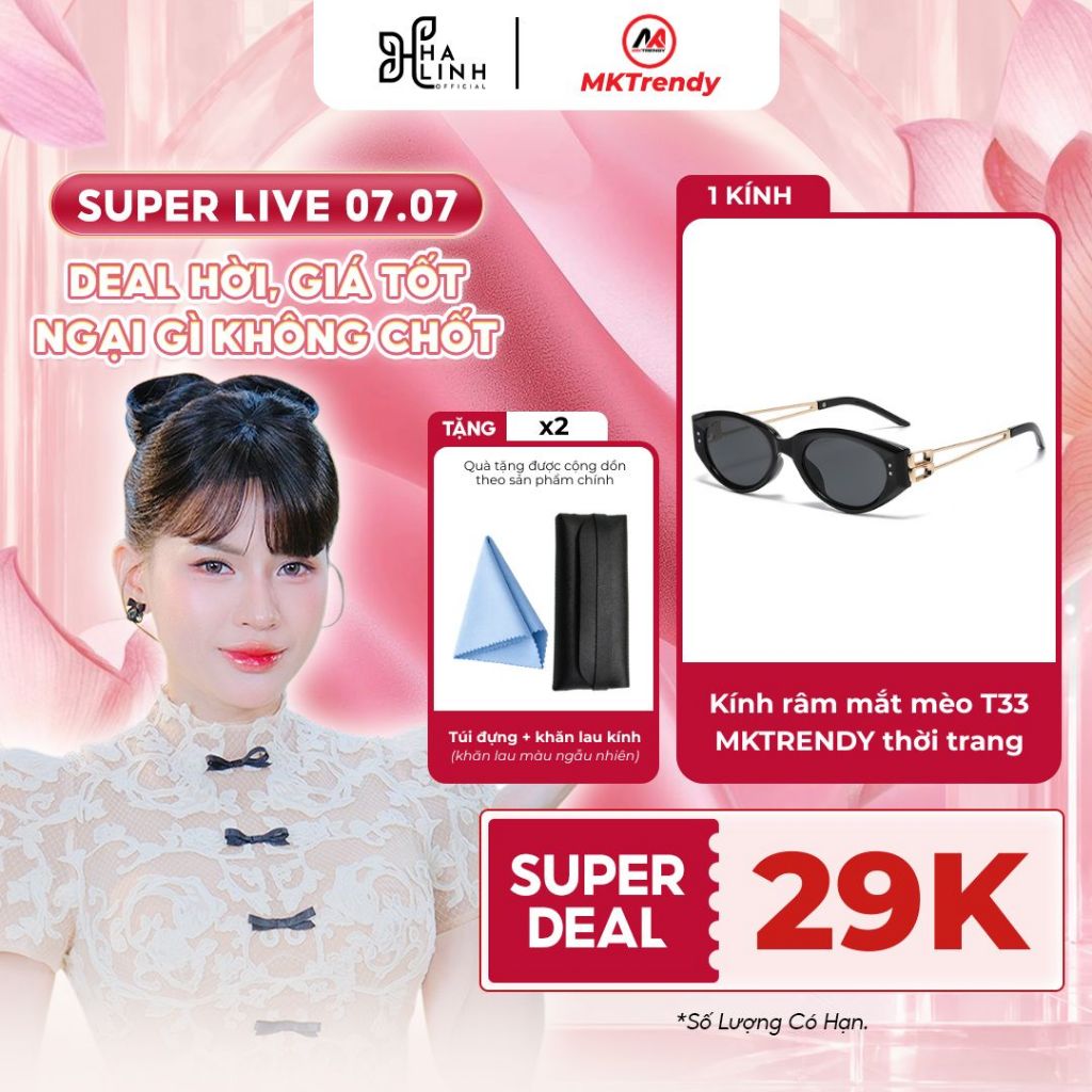 [SPD VHL x MKTRENDY] Kính râm mắt mèo T33 gọng kim loại chống tia UV tặng kèm túi đựng kính khăn lau kính
