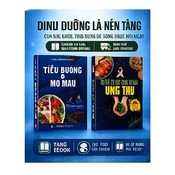 Sách Liệu pháp sức khoẻ ung thư + Tiểu đường và mỡ máu (sách in màu)