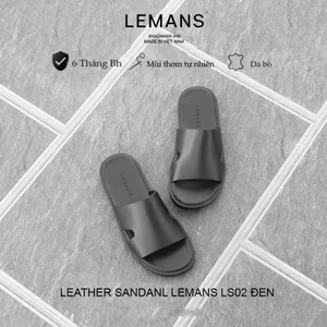 Dép quai ngang nam LEMANS da bò - LS02 3 màu, đế cao su có mùi thơm, Bảo hành 06 tháng