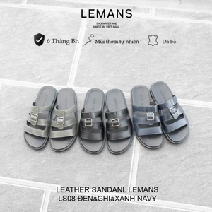 LS08.2 - Dép quai ngang Caged Style Code LEMANS, đế cao su có mùi thơm, thiết kế quai da 3 lớp trẻ trung, BH 6T