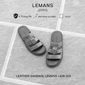 Dép LEMANS L4S08 - Dép quai ngang Caged Style Coded đế cao su có mùi thơm, thiết kế quai da 3 lớp trẻ trung BH 06T