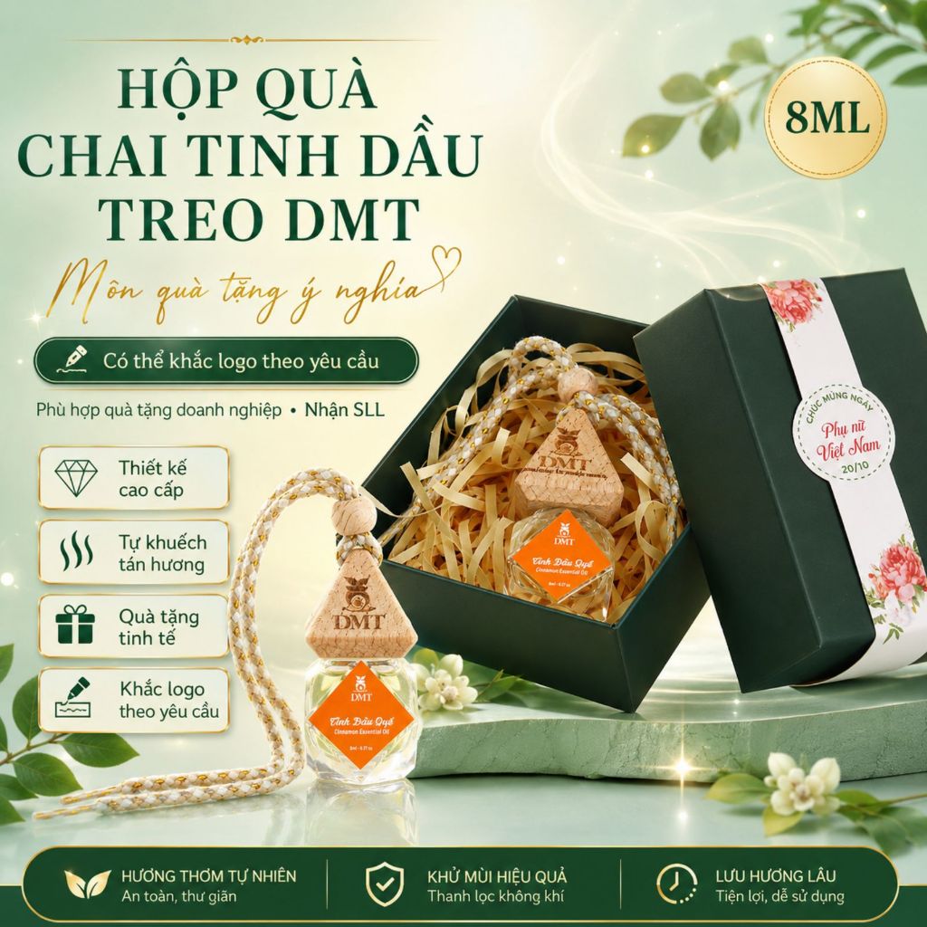 Quà tặng doanh nghiệp, quà tặng khách hàng kỉ niệm - tinh dầu 1 chai treo xe, phòng - 5 mùi tự chọn