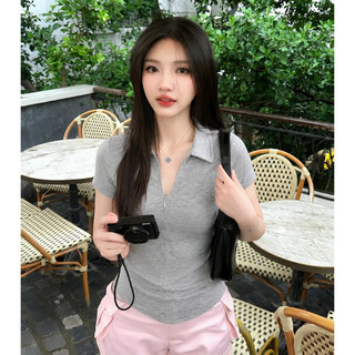 Áo Thun Nữ Rusy Cổ Polo Khóa Kéo Tay Ngắn Ôm Body Tôn Dáng Co Giãn Mềm Mịn TN13