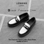 Giày Penny Loafer LEMANS Black White da bò - Đế thơm cao 4cm - BH 24 tháng toàn quốc