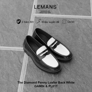 Giày Penny Loafer LEMANS Black White da bò - Đế thơm cao 4cm - BH 24 tháng toàn quốc