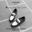Giày Penny Loafer LEMANS Black White da bò - Đế thơm cao 4cm - BH 24 tháng toàn quốc