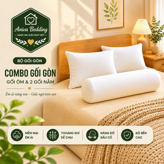 Bộ gối ôm và gối nằm gòn Minh Hằng Aniva Home, thiết kế tiện lợi, êm ái, nâng đỡ cơ thể