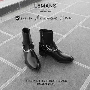 Giày da The Grain Fit Zip Boots LEMANS đen - Zip da bò - Bảo hành 24 tháng toàn quốc