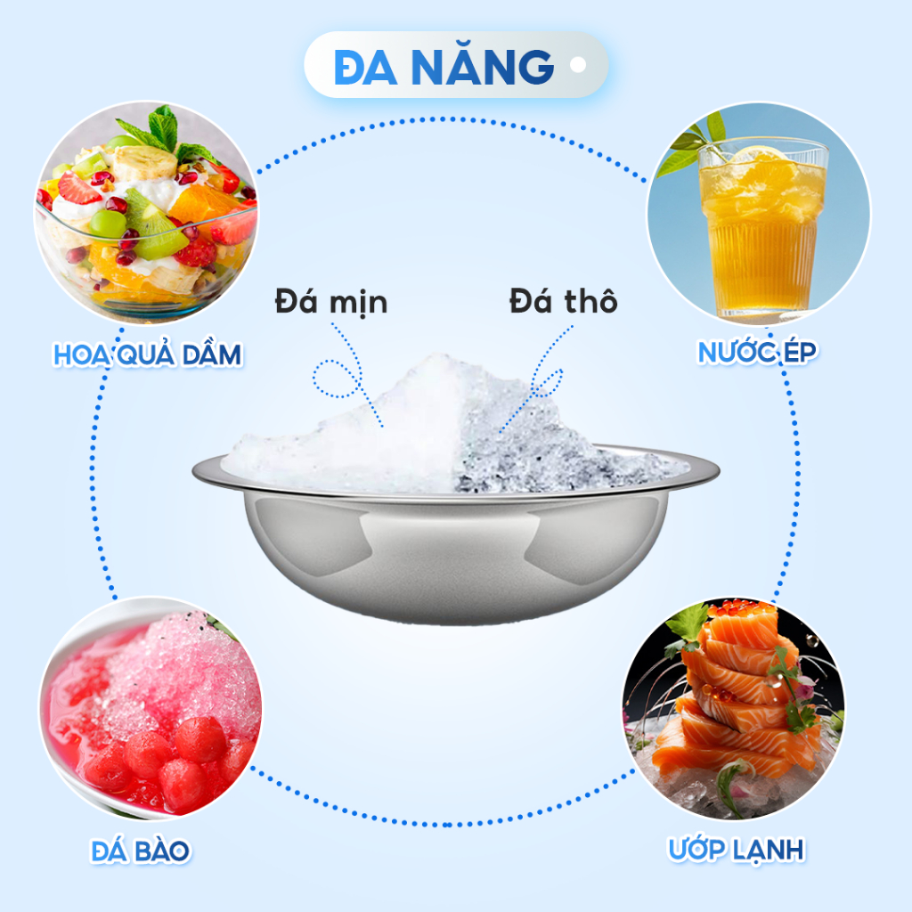 [Mẫu Mới 2026] Máy Bào Đá 2 Lưỡi Dao Venko VK-IC500 Công Suất Lớn 550W, Bào Đá Công nghiệp, Xay Đá Làm Sinh Tố Máy bào