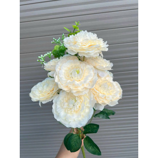 Chùm Hoa Mẫu Đơn Giả Peony 8 Bông Vải Lụa Cao Cấp ~50cm Trang Trí Nhà Cửa Studio Xưởng Nam Định