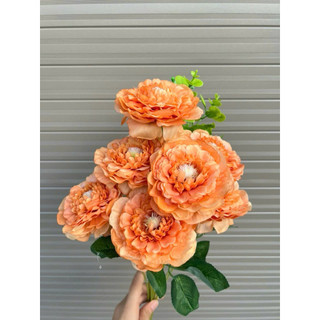 Chùm Hoa Mẫu Đơn Giả Peony 8 Bông Vải Lụa Cao Cấp ~50cm Trang Trí Nhà Cửa Studio Xưởng Nam Định