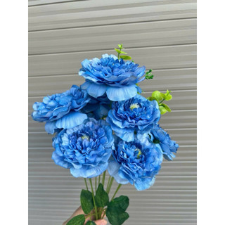 Chùm Hoa Mẫu Đơn Giả Peony 8 Bông Vải Lụa Cao Cấp ~50cm Trang Trí Nhà Cửa Studio Xưởng Nam Định