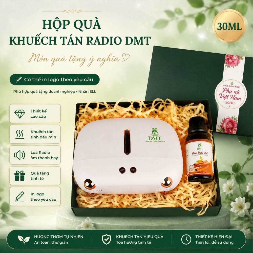 Quà tặng ngày kỉ niệm, quà tặng sinh nhật, khách hàng - Máy khuếch tán Radio và 1 chai tinh dầu 30ml