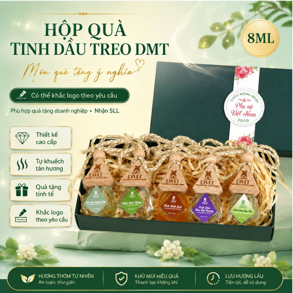 Quà tặng người thân, quà tặng doanh nghiệp, quà tặng đồng nghiệp - 5 chai tinh dầu treo xe, treo tủ