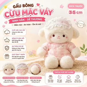 Gấu bông cừu mặc áo ngủ dễ thương, Thú nhồi bông con cừu lông tơ non cao cấp làm gấu ôm ngủ cho bé, bạn gái