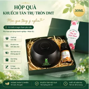 Quà tặng khách hàng, quà tặng thầy cô- máy khuếch tán hình trụ tròn và 1 chai tinh dầu 30ml DMT