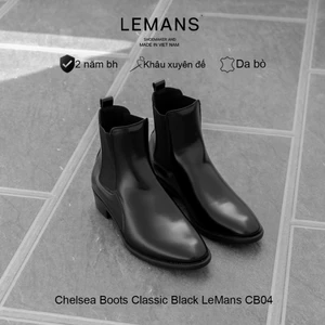 Giày da The Grain Fit Chelsea Boots Classic LeMans Đen CB04 mũi nhọn - Bảo hành chính hãng 24 tháng toàn quốc