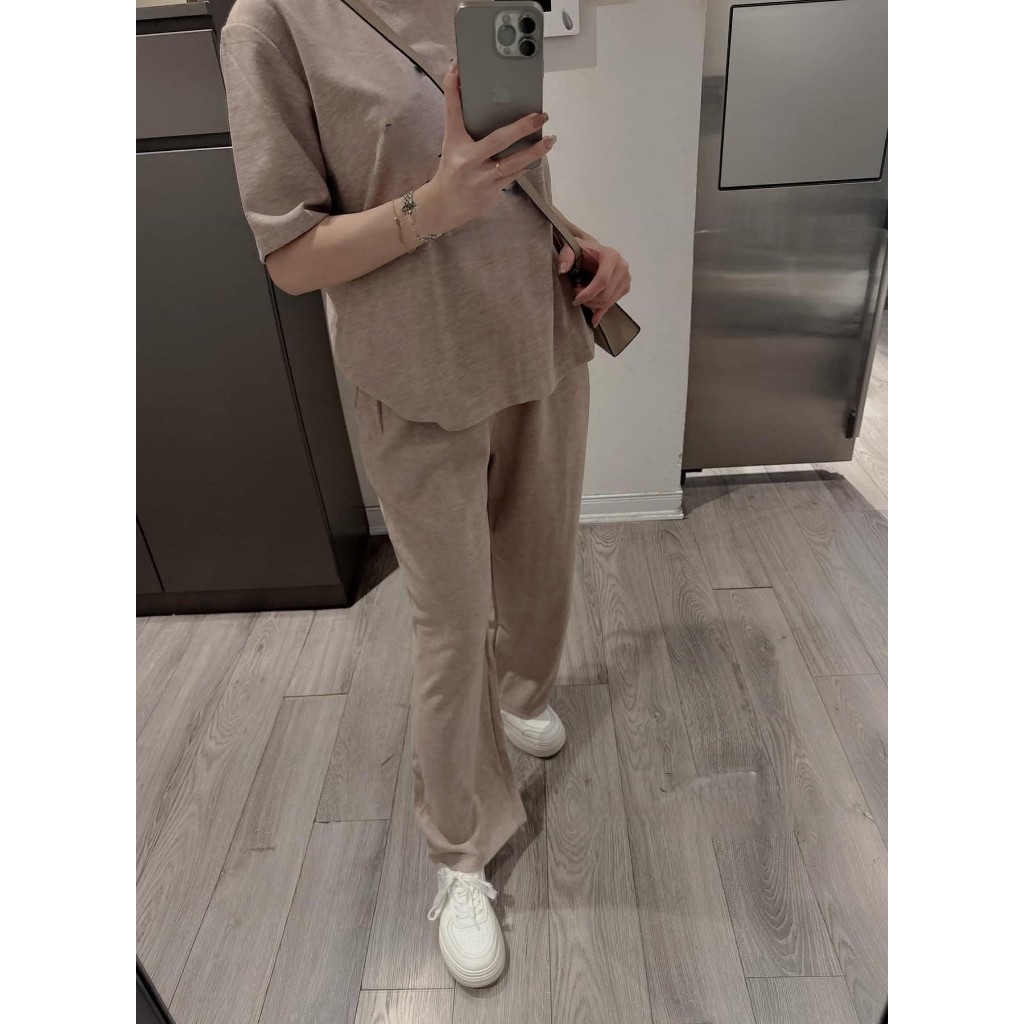 Set đồ nữ, đồ bộ nữ DONNA HCOM25298 áo thun cộc tay mix quần suông dài dáng thể thao trẻ trung