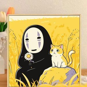 ( TẶNG SET 10 KHẨU TRANG) Tranh Số Hoá Vô Diện Hoạt Hình Tranh Tô Màu 20x20cm dễ thương đầy đủ cọ, màu, căng khung sẵn M