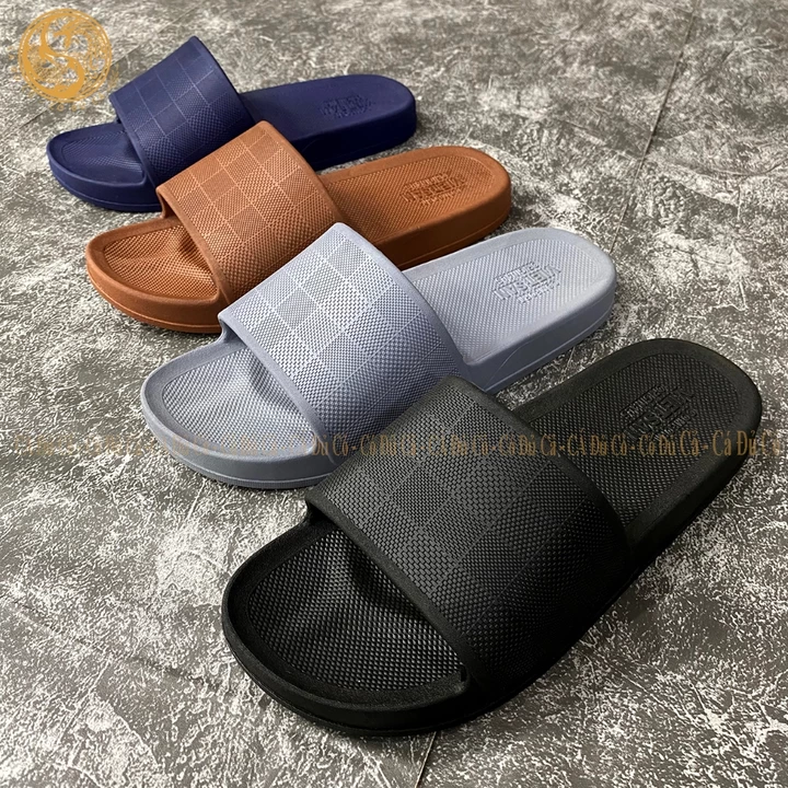 Dép đúc nam E7171 kẻ caro dép lê cao su Việt San quai ngang đế bằng unisex thời trang bền đẹp
