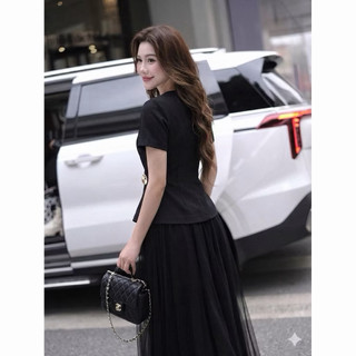 Áo Kiểu Công Sở Nữ Cổ Nơ Dáng Peplum Sang Trọng - Áo Vest Cộc Tay Chiết Eo Đính Cúc Đồng Cao Cấp A706