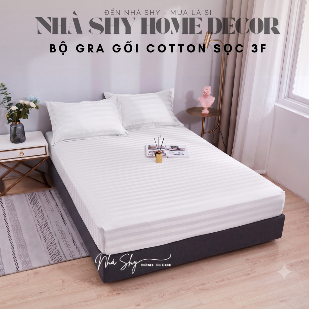 Bộ ga giường và vỏ gối Cotton 3F - Set ga gối cotton Khách Sạn, Nhà Nghỉ, Homestay chuyên dùng - Nhà Shy Home Decor