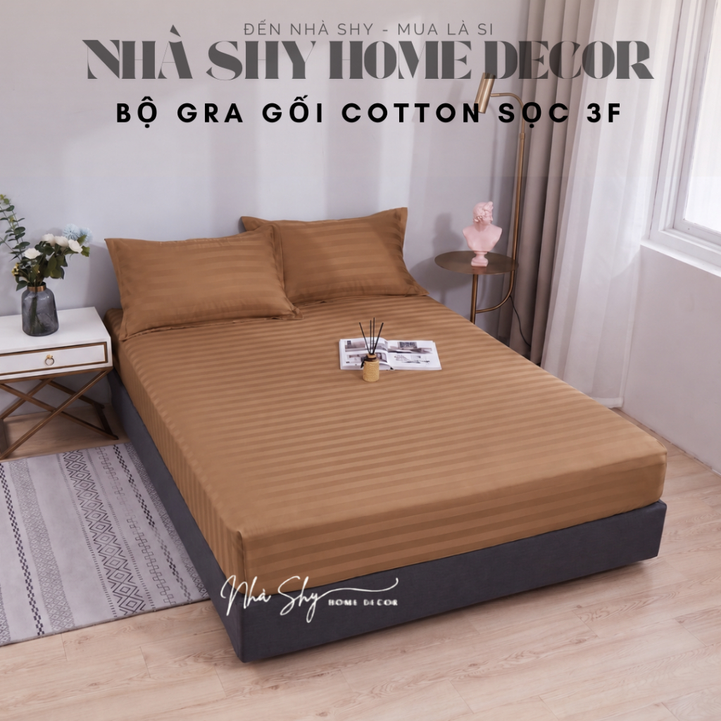 Bộ ga giường và vỏ gối Cotton 3F - Set ga gối cotton Khách Sạn, Nhà Nghỉ, Homestay chuyên dùng - Nhà Shy Home Decor