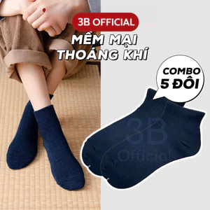 Combo 5 đôi vớ thể thao nam nữ trắng đen chất cotton 3B thoáng khí, mềm mịn