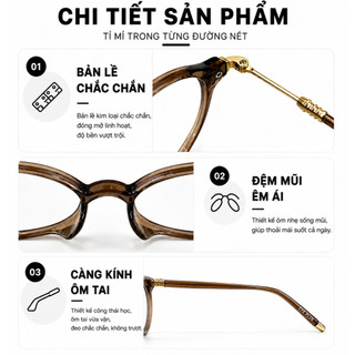 Kính Cận Dáng Oval Nữ Y2k01 Eye Plus Kính Nhựa Tròn Chuôi Kim Loại Bọc Nhựa Kiểu Dáng Thời Trang