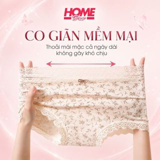 Quần lót nữ cotton dáng boxer cao cấp cạp vừa tôn dáng SEXY phối ren xinh xắn họa tiết cô điển L5272