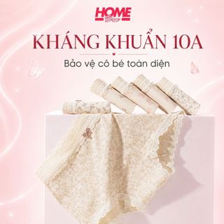 Quần lót nữ cotton dáng boxer cao cấp cạp vừa tôn dáng SEXY phối ren xinh xắn họa tiết cô điển L5272