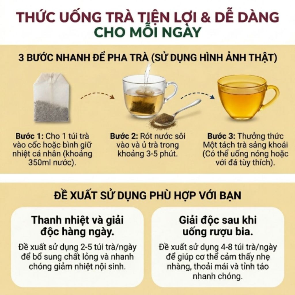 Trà Bát Tiên Gan Mát Gan Thanh Nhiệt - Trà Túi Lọc có Cà Gai Leo Xạ Đen Giải Độc Thải Độc Cơ Thể Tốt Cho Tiêu Hóa