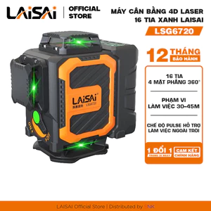 Máy cân bằng laser 4D 16 tia xanh 360° LAISAI LSG6720 chính hãng chuyên thi công trần & ốp lát tự cân bằng, BH 12 THÁNG