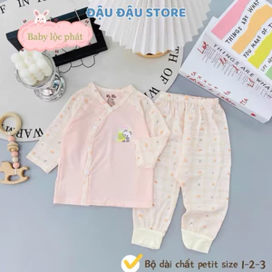 Bộ cộc tay bộ dài tay sơ sinh thun lạnh LT cho bé gái 3-9 kg bảng màu in hoạ tiết xinh Đậu Đậu Store