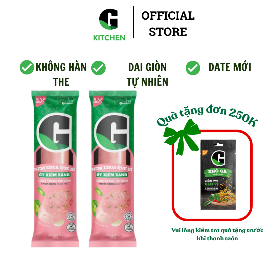 Giá Sỉ Nem chua que bì ớt xiêm xanh G Kitchen 45g [Giao HCM]