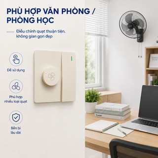 Công Tắc Điều Tốc Quạt Chuẩn 86, Núm Xoay Chỉnh Tốc Độ, Có Đèn Báo Xanh, Phù Hợp Quạt Trần Quạt Hút Quạt Treo Tường