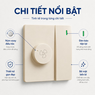 Công Tắc Điều Tốc Quạt Chuẩn 86, Núm Xoay Chỉnh Tốc Độ, Có Đèn Báo Xanh, Phù Hợp Quạt Trần Quạt Hút Quạt Treo Tường