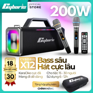 Loa Bluetooth Karaoke Cyboris X12. Pin18000mAh. Công suất 200W, Loa siêu Bass. Bảo Hành 18THÁNG.