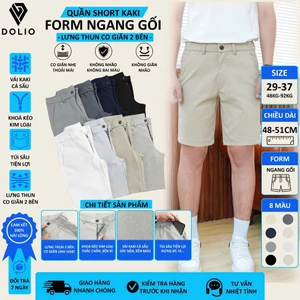 Quần Short Kaki Nam Basic DOLIO Phom Ngang Gối, Vải Kaki Cá Sấu Co Giãn, Lưng Thun 2 Bên, Khóa Kéo Kim Loại YYK