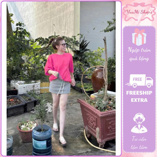 Đồ nữ phong cách, set đồ thời trang áo thun oversize tay lỡ họa tiết thêu phối chân váy ngắn dáng ôm năng động HCOM25005