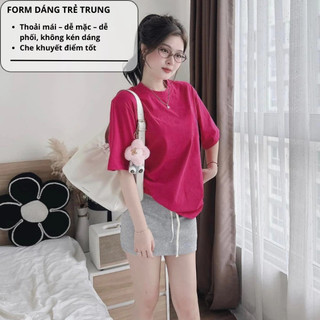 Đồ nữ phong cách, set đồ thời trang áo thun oversize tay lỡ họa tiết thêu phối chân váy ngắn dáng ôm năng động HCOM25005